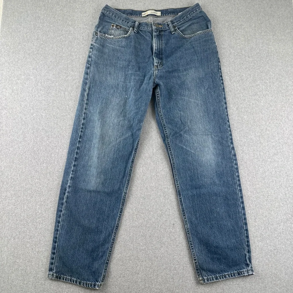 Lee Jeans Mens 34x32 Blue Relaxed Fit Straight Leg Cotton Denim 2055540